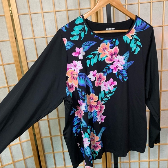 Lands’ End Comfy Stretchy Floral Long Sleeve Blouse - Picture 2 of 5